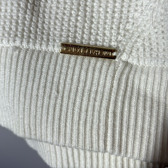 Michael Kors Ivory Rib Knit Women’s Sweater Hoodie, size Medium - Picture 2 of 6